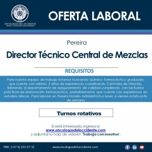 Oferta laboral. DIRECTOR(A) TECNICO CENTRAL DE MEZCLAS – PEREIRA