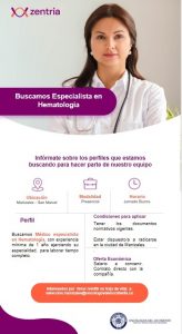 Zentria y Oncólogos del Occidente busca Especialista en Hematología en Manizales Caldas