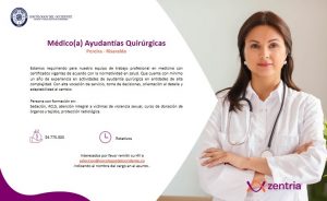 Zentria y Oncólogos del Occidente busca Médico de Apoyo / Médica de Apoyo en Pereira Risaralda