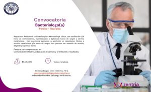 Zentria y Oncólogos del Occidente busca Bacteriólogo / Bacterióloga en Pereira Risaralda